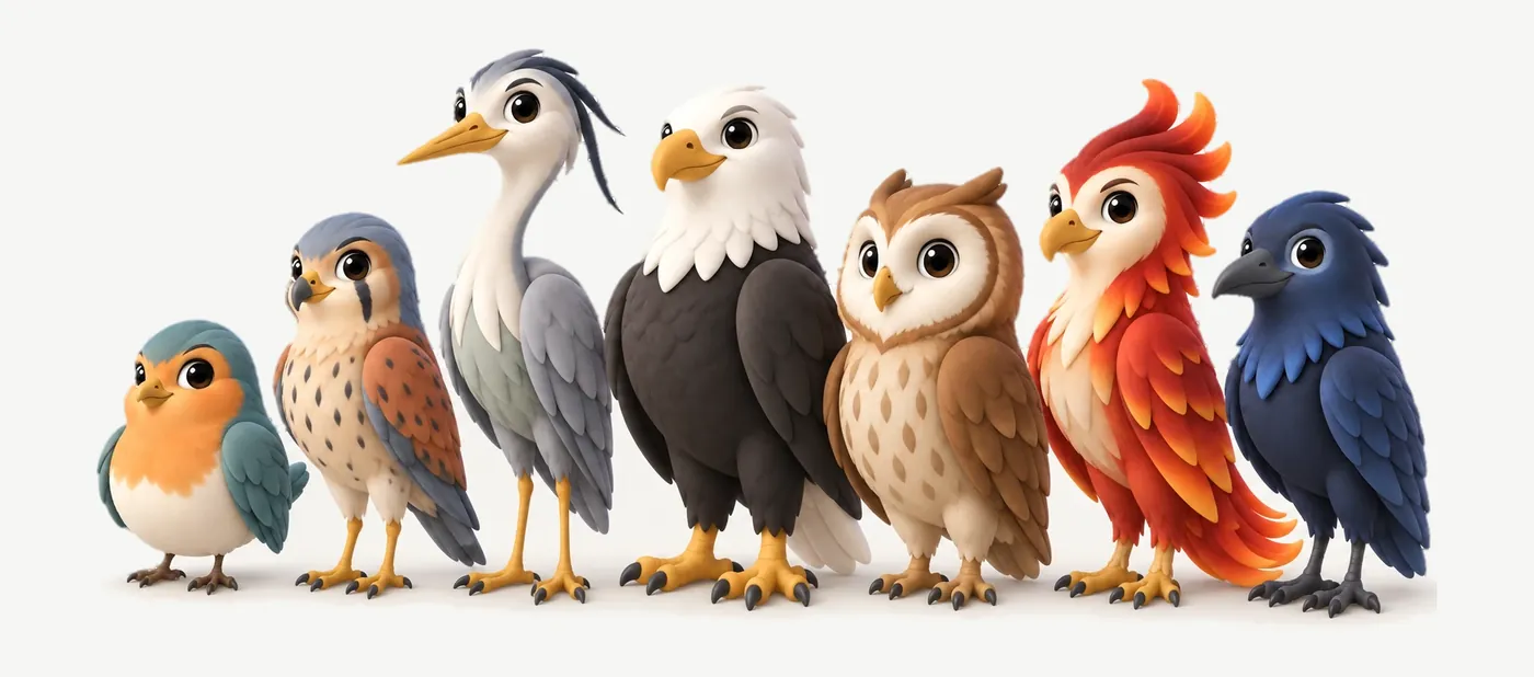 The team, from left: Juno (support), Vera (audit), Penny (finance), Bob (your co-founder), Sage (projects), Ember (marketing) and Rook (operations)